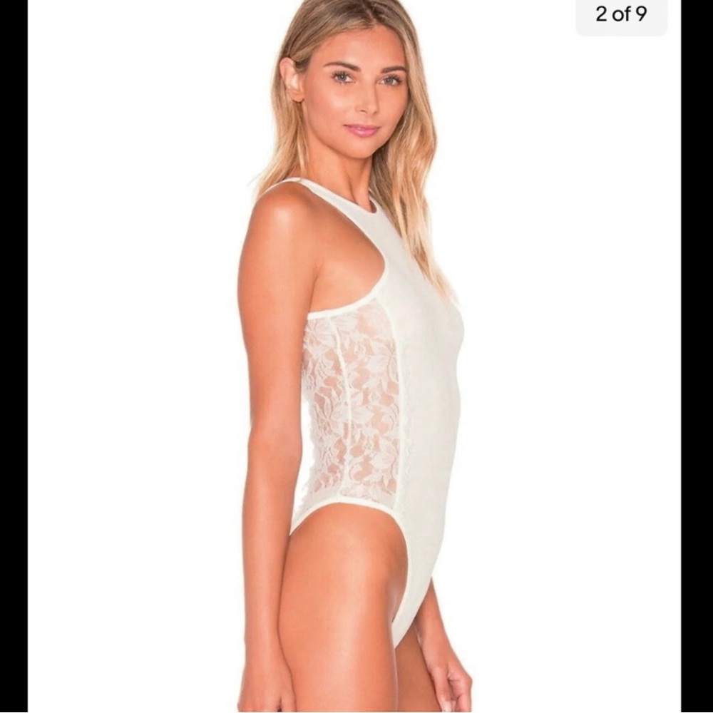Tularosa Ivory Lace Panels Bodysuit - Low Back - Size Medium NWOT